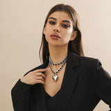 Vintage Heart Shape Pendant Double Layer Necklace