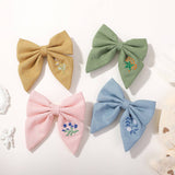 CHILDRENS EMBROIDERED FLORAL BOW HAIRPIN_CWAHA2352