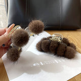 TEMPERAMENT REAL MINK FUR PLUSH BALL HAIRPIN_CWAHA3324