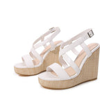 SOLID COLOR SQUARE TOE CROSS STRAP HIGH HEELS_CWSHS0645