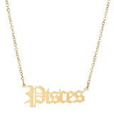 STAINLESS STEEL ZODIAC PENDANT CLAVICLE NECKLACE_CWMM2719