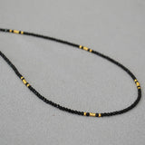 SIMPLE SHINY FACETED BLACK SPINEL BEADED NECKLACE_CWAJE2115
