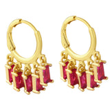 RECTANGULAR COLORED ZIRCON TASSEL EARRINGS_CWAJE1006