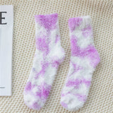 Women Padded Tie-Dyed Coral Velvet Socks_Cwms0346