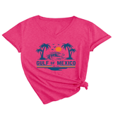 SLIM V NECK T SHIRT GULF OF MEXICO EST PRINT_CWTTS1538