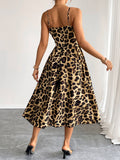 Stylish,Sexy Elegant Leopard Print Halter Dress