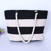 JINGPAI ROPE STRIPED PATCHWORK CANVAS BAG_CUAB0221