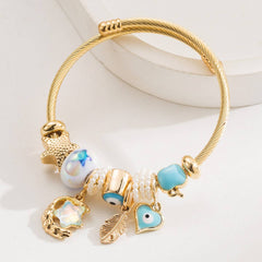 DIY STYLISH STAINLESS STEEL STAR MOON BRACELET_CWMM8579