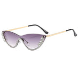 Trendy Rhinestone Half Frame Cat Eye Sunglasses_Cwasg1189