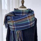 PLAID WINTER SCARF VINTAGE TASSEL SHAWL FOR WOMEN_CWASC1473