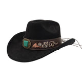 SUEDE WESTERN COWBOY FEDORA HAT ETHNIC STYLE_CWAH04486