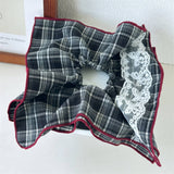 Vintage Plaid Scarf Layered Scrunchie Tie_Cwaha07671