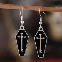 HALLOWEEN VINTAGE CROSS SKULL EARRINGS_CWAJE1977
