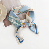 GEOMETRIC FLORAL SATIN SQUARE SCARF FOR WOMEN_CWASC0495