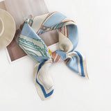 GEOMETRIC FLORAL SATIN SQUARE SCARF FOR WOMEN_CWASC0495