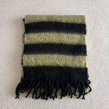 BLUE BROWN STRIPE SCARF THICK WINTER WRAP_CWASC2332