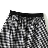ELASTIC WAIST A LINE MID LENGTH PLAID LANTERNSKIRT_CWBMS0296