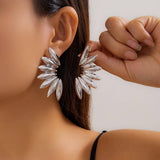 PUNK STYLE MINIMALIST FAN SHAPED BURR EARRINGS_CWAJE1154
