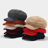 Winter Wool Beret Cap Retro Newsboy Octagonal Hat_Cwah04703