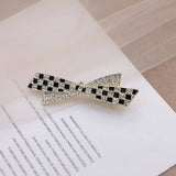 BLACK AND WHITE CHECKERBOARD RHINESTONE HAIRPIN_CWAHA4774