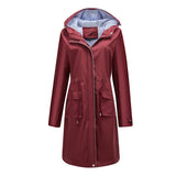 Waterproof Hooded Long Straight Trench Coat