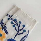 RETRO NICHE DESIGN PRINTED FLOWER SOCKS_CWMS0957