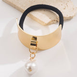 GOLD WATERDROP HEART PENDANT ELASTIC HAIR TIE_CWAHA6186
