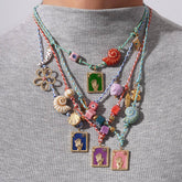 EVIL EYE SHELL NECKLACE WITH COLOR ROPE_CWMM7528