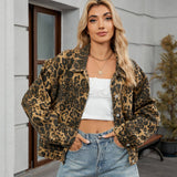 Wild And Versatile Leopard Print Denim Jacket