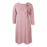 SOLID COLOR LOOSE CASUAL ROUND NECK DRESS_CWDSD6164