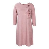 SOLID COLOR LOOSE CASUAL ROUND NECK DRESS_CWDSD6164