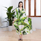 BANANA LEAF CROCHET FRONT BEACH COVER UP ROBE_CWMM6207
