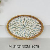 RATTAN OVAL FRUIT TEA SHELL TRAY STORAGE BASKET_CWMM4504