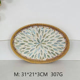 RATTAN OVAL FRUIT TEA SHELL TRAY STORAGE BASKET_CWMM4504
