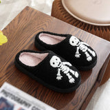 HALLOWEEN SKULL EMBROIDERED COTTON SLIPPERS_CWSHS0855