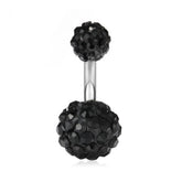CLAY BALL BELLY RING CZ STAINLESS STEEL PIERCING_CWMM9193