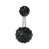 CLAY BALL BELLY RING CZ STAINLESS STEEL PIERCING_CWMM9193