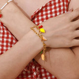 DELICATE 18K GOLD DOUBLE CROSS CHAIN BRACELET_CWAJE4748