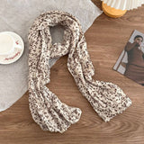 Wrinkled Floral Cotton Linen Scarf Wrap_Cwasc02975