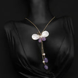 NEW SHELL BUTTERFLY NATURAL PEARL NECKLACE_CWAJE3831
