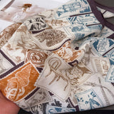 Vintage Stamp Herringbone Linen Feel Scarf_Cwasc03304