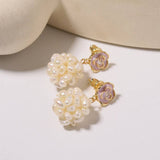 RETRO FASHION ZIRCON ROUND PEARL EARRINGS_CWAJE3792