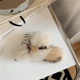Large Rabbit Fur Hair Claw - Fluffy Winter Clip_Cwasc03146