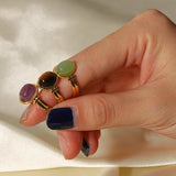 INLAID NATURALSTONE STAINLESS STEEL OPEN RINGS_CWAJE1229