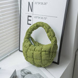 STYLISH PLAID PUFFY CLOUD HANDBAG MINI TOTE_CUAB00506