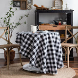 ROUND COTTON AND LINEN PLAID TABLECLOTH_CWMM0974