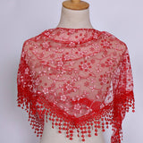 SPRING AND AUTUMN FLORAL HOLLOW LACE TRIANGLE VEIL_CWMM1984