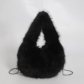 FLUFFY CHAIN HANDBAG WOMEN SHOULDER TOTE_CUAB00607