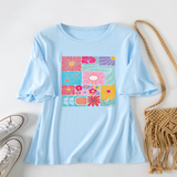 Womens Loose Fit Tee With Colorful Flowers_Cwtts1466