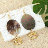 MINIMALIST NATURAL BLACK SHELL OVAL EARRINGS_CWMM4365